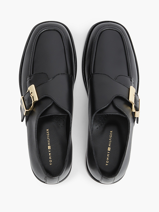 Men's Black Leather TH BUCKLE MOX TOE LOAFERS Tommy Hilfiger FW0FW09536-BDS