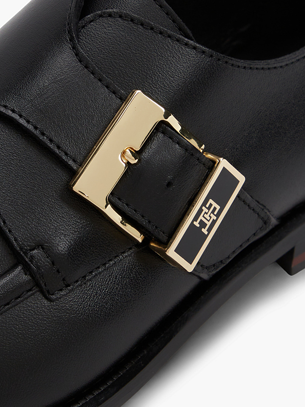 Men's Black Leather TH BUCKLE MOX TOE LOAFERS Tommy Hilfiger FW0FW09536-BDS