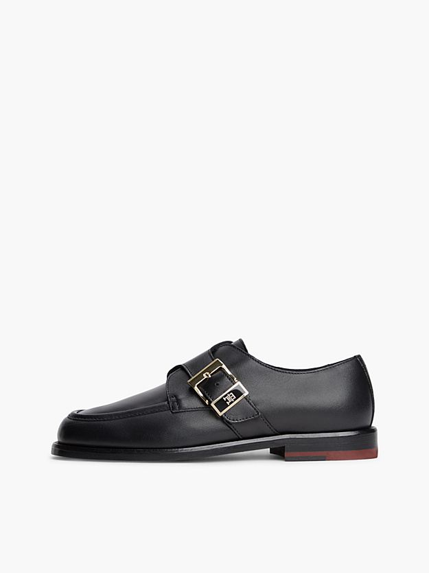 Men's Black Leather TH BUCKLE MOX TOE LOAFERS Tommy Hilfiger FW0FW09536-BDS