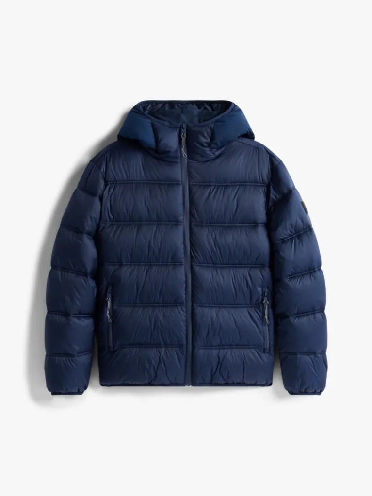 Men's Navy Blue TJM HOODED LOGO PUFFER JACKET Tommy Jeans DM0DM22044-C1G