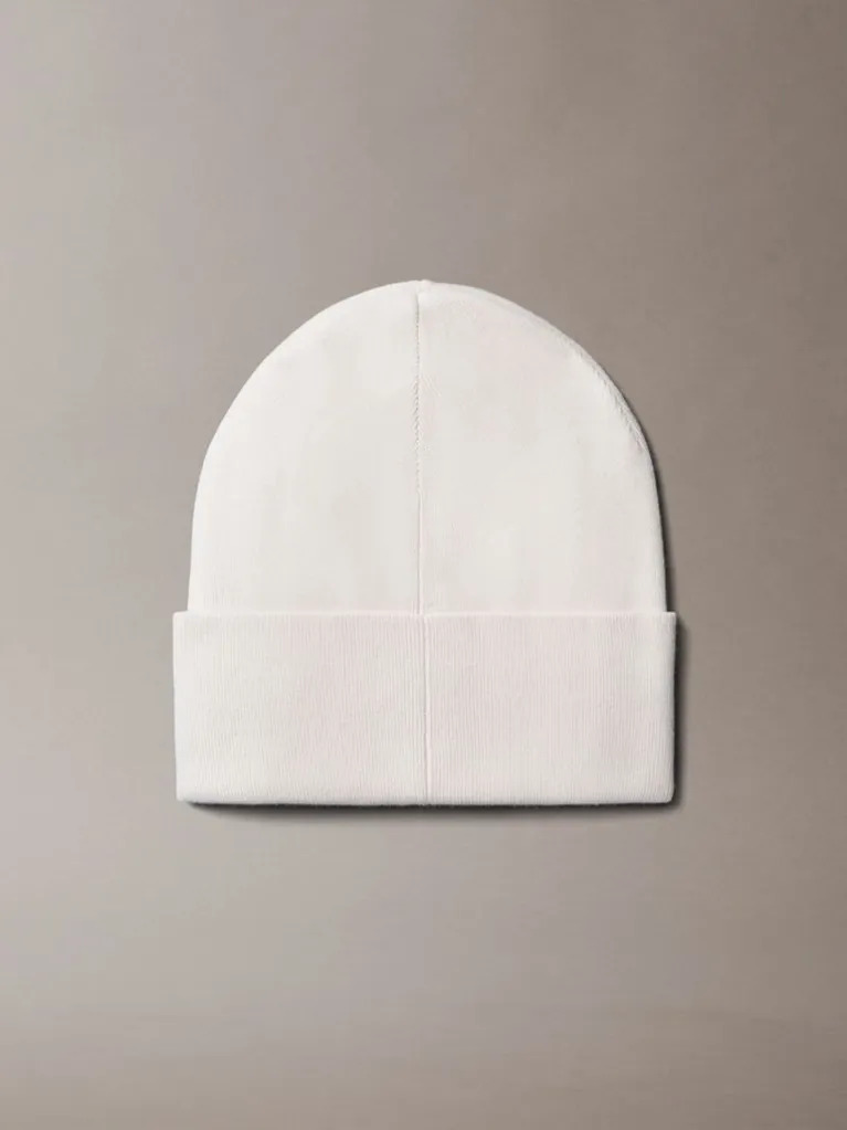 Unisex Ecru CK Fine Rib Beanie Calvin Klein LV04F8098G-ACG