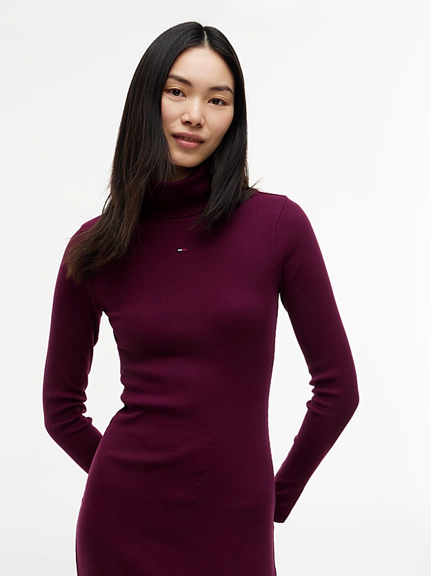 Women's Calypso Berry TJW TURTLENECK  BODYCON MIDI DRESS Tommy Jeans DW0DW23320-V11