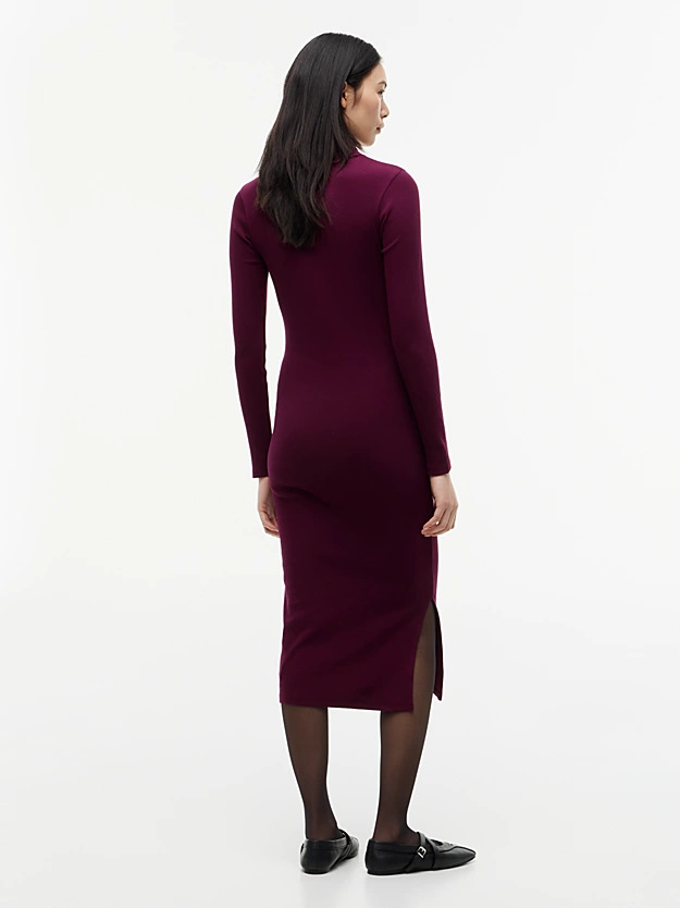 Women's Calypso Berry TJW TURTLENECK  BODYCON MIDI DRESS Tommy Jeans DW0DW23320-V11