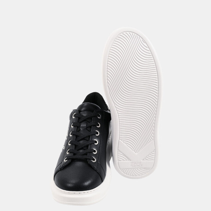 Women's Black Leather KAPRI Pearl Tab Rhinestone Karl Lagerfeld KL62518P-00S-Black Lthr w/Silver
