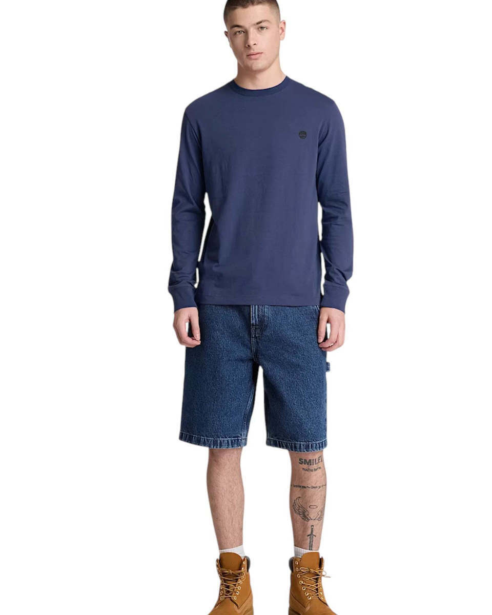 Men's Navy Blue Tree Embroidered T-Shirt Timberland TBC0YHBT-AIH