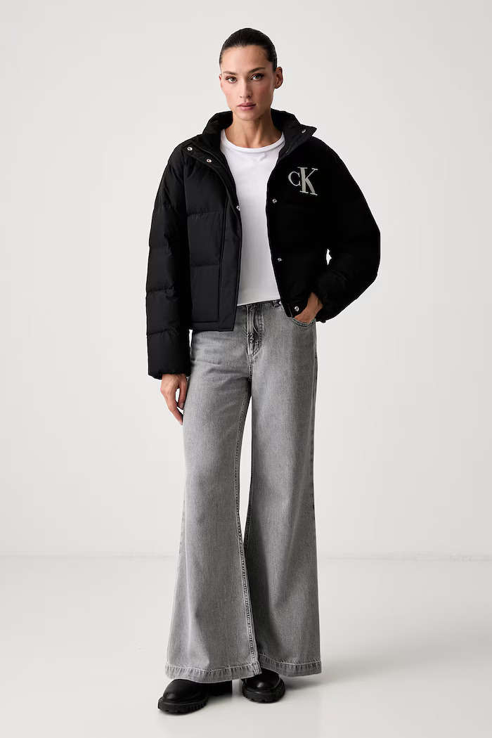 Women's Black Belted Midweight Puffer Jacket Calvin Klein LV047H507G-UB1