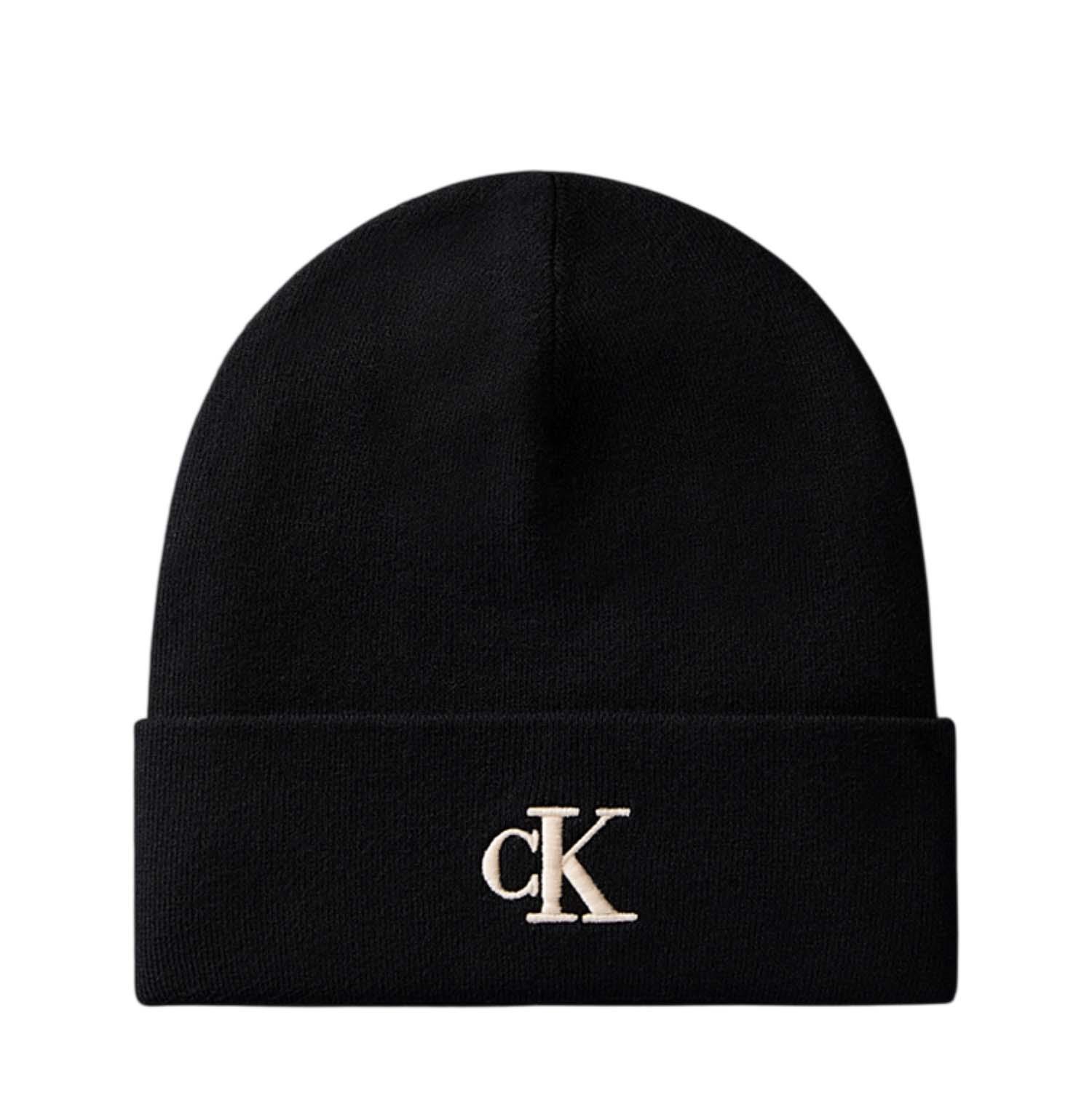 Unisex Black CK Fine Rib Beanie Calvin Klein LV04F8098G-UB1