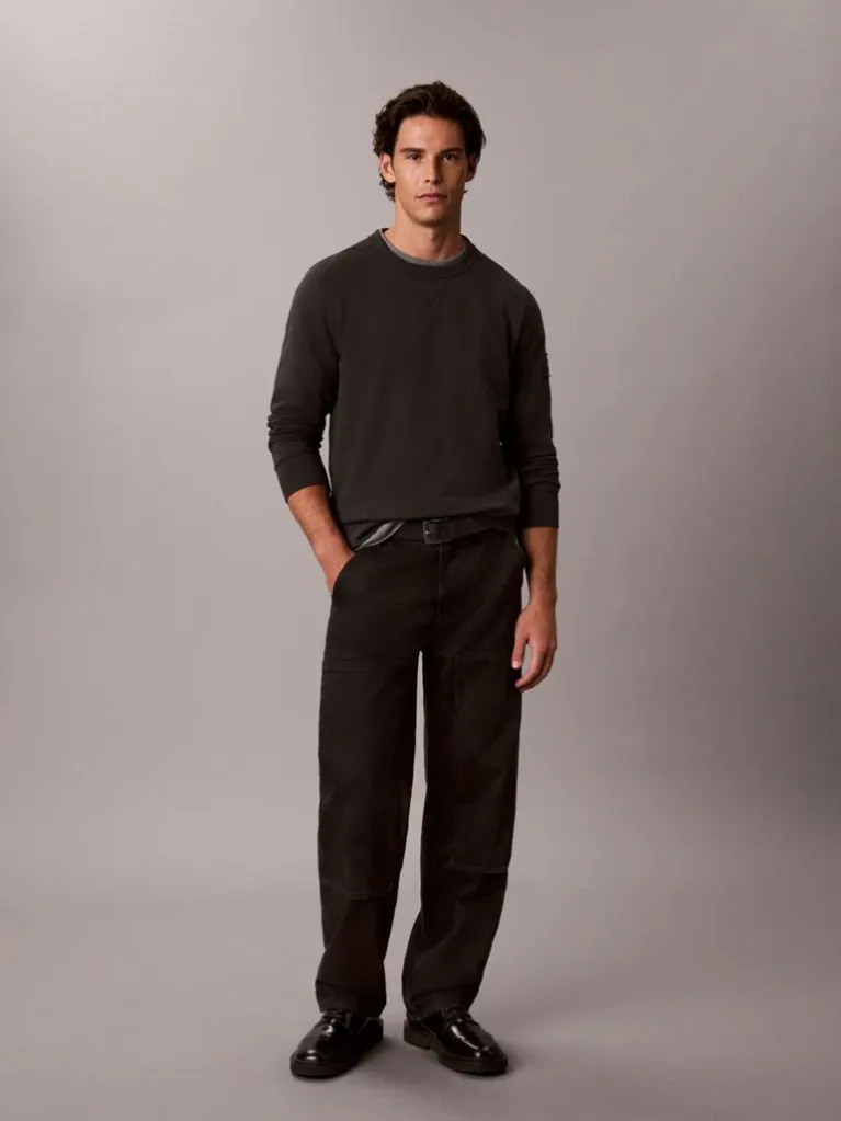 Men's Pirate Black Ls EU 350Terry Badge Cn Sweatshirt Calvin Klein LV04RJ200G-8MN