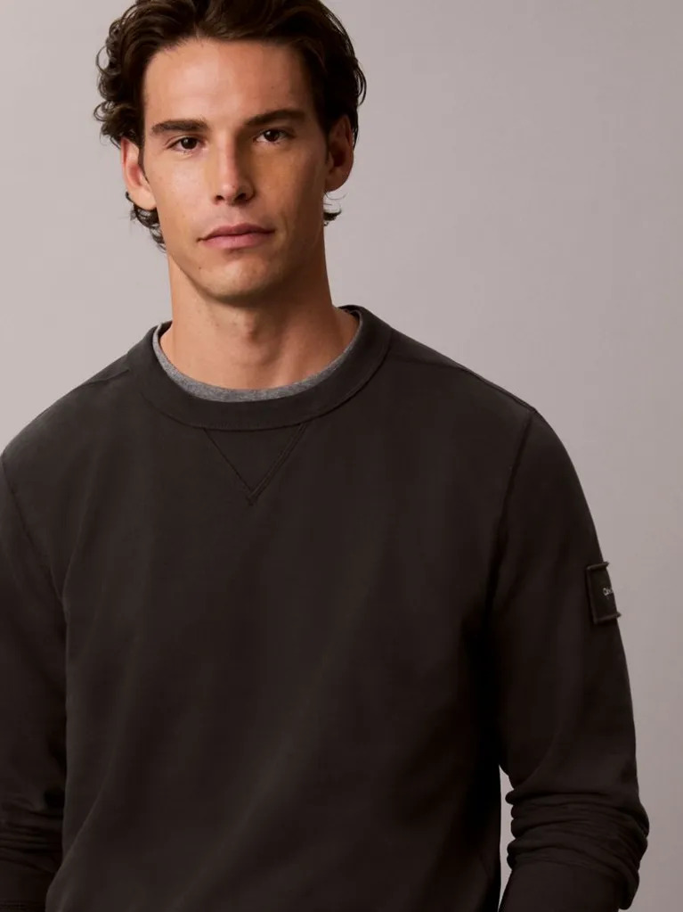 Men's Pirate Black Ls EU 350Terry Badge Cn Sweatshirt Calvin Klein LV04RJ200G-8MN