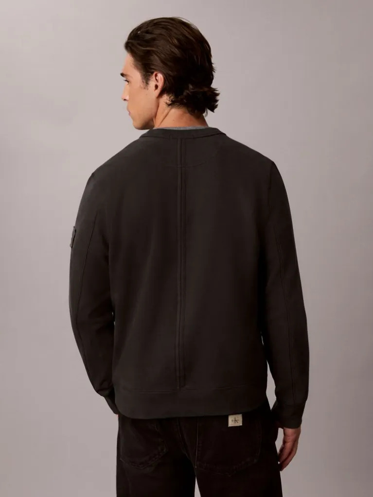 Men's Pirate Black Ls EU 350Terry Badge Cn Sweatshirt Calvin Klein LV04RJ200G-8MN