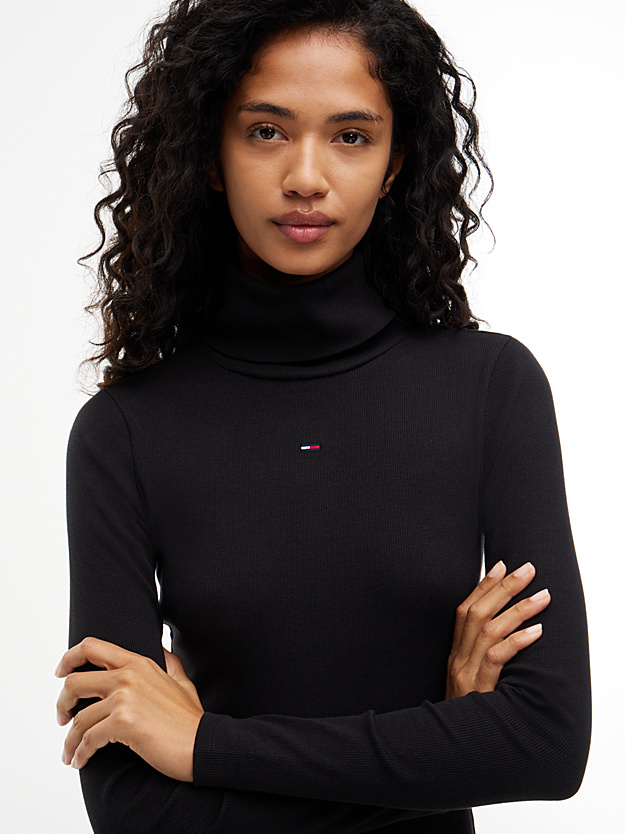 Women's Black TJW TURTLENECK  BODYCON MIDI DRESS Tommy Jeans DW0DW23320-BDS