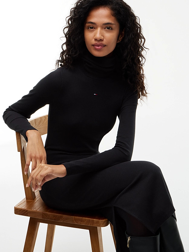 Women's Black TJW TURTLENECK  BODYCON MIDI DRESS Tommy Jeans DW0DW23320-BDS