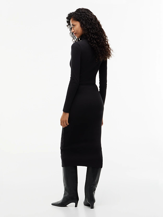 Women's Black TJW TURTLENECK  BODYCON MIDI DRESS Tommy Jeans DW0DW23320-BDS