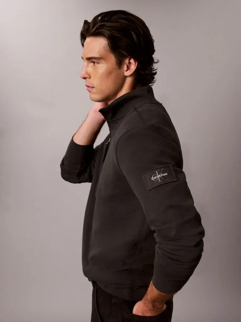 Men's Pirate Black Ls EU 350Terry Badge Qtr Zip Sweatshirt Calvin Klein LV04RJ203G-8MN