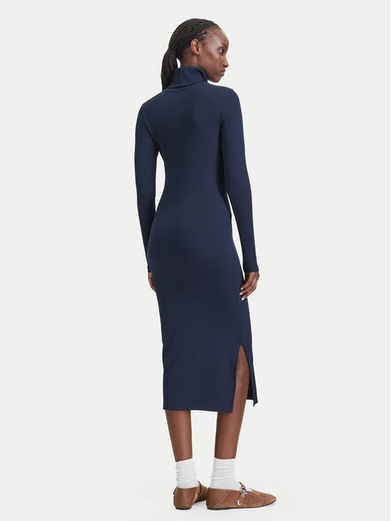 Women's Navy Blue TJW TURTLENECK  BODYCON MIDI DRESS Tommy Jeans DW0DW23320-C1G