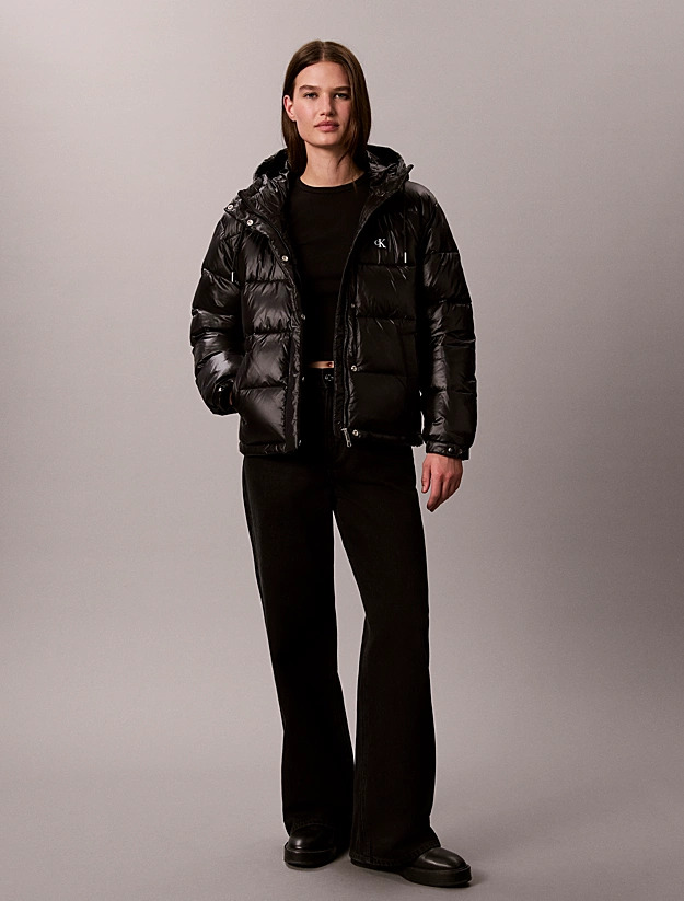 Women's Black Shine Mw Classic Puffer Jacket Calvin Klein LV047H512G-UB1