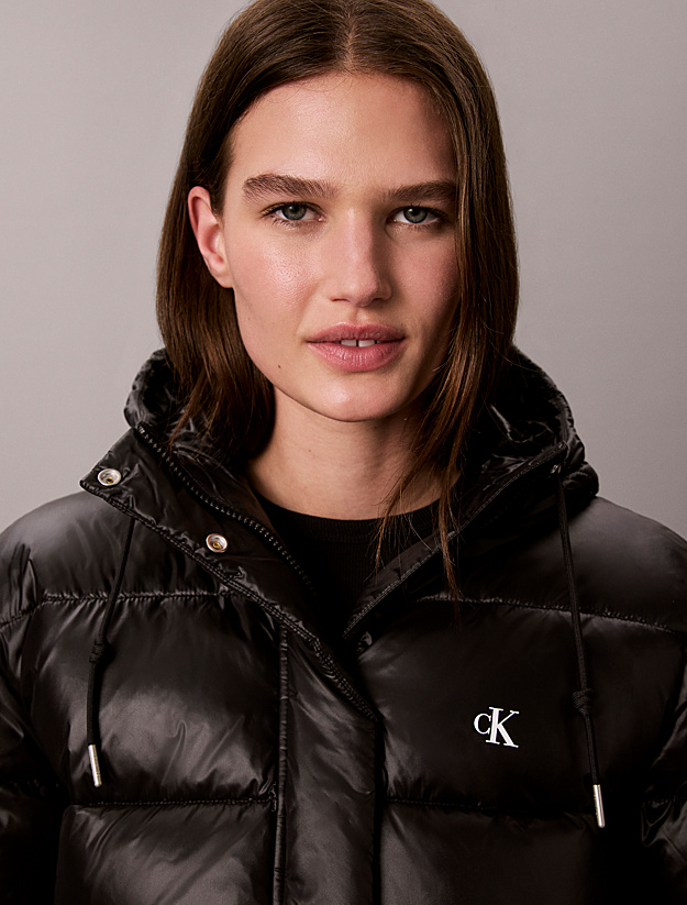 Women's Black Shine Mw Classic Puffer Jacket Calvin Klein LV047H512G-UB1