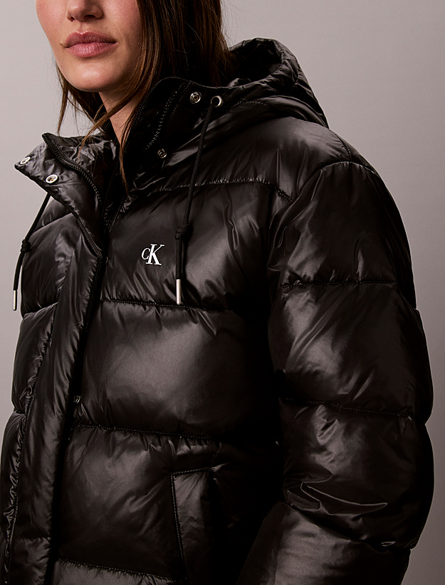 Women's Black Shine Mw Classic Puffer Jacket Calvin Klein LV047H512G-UB1
