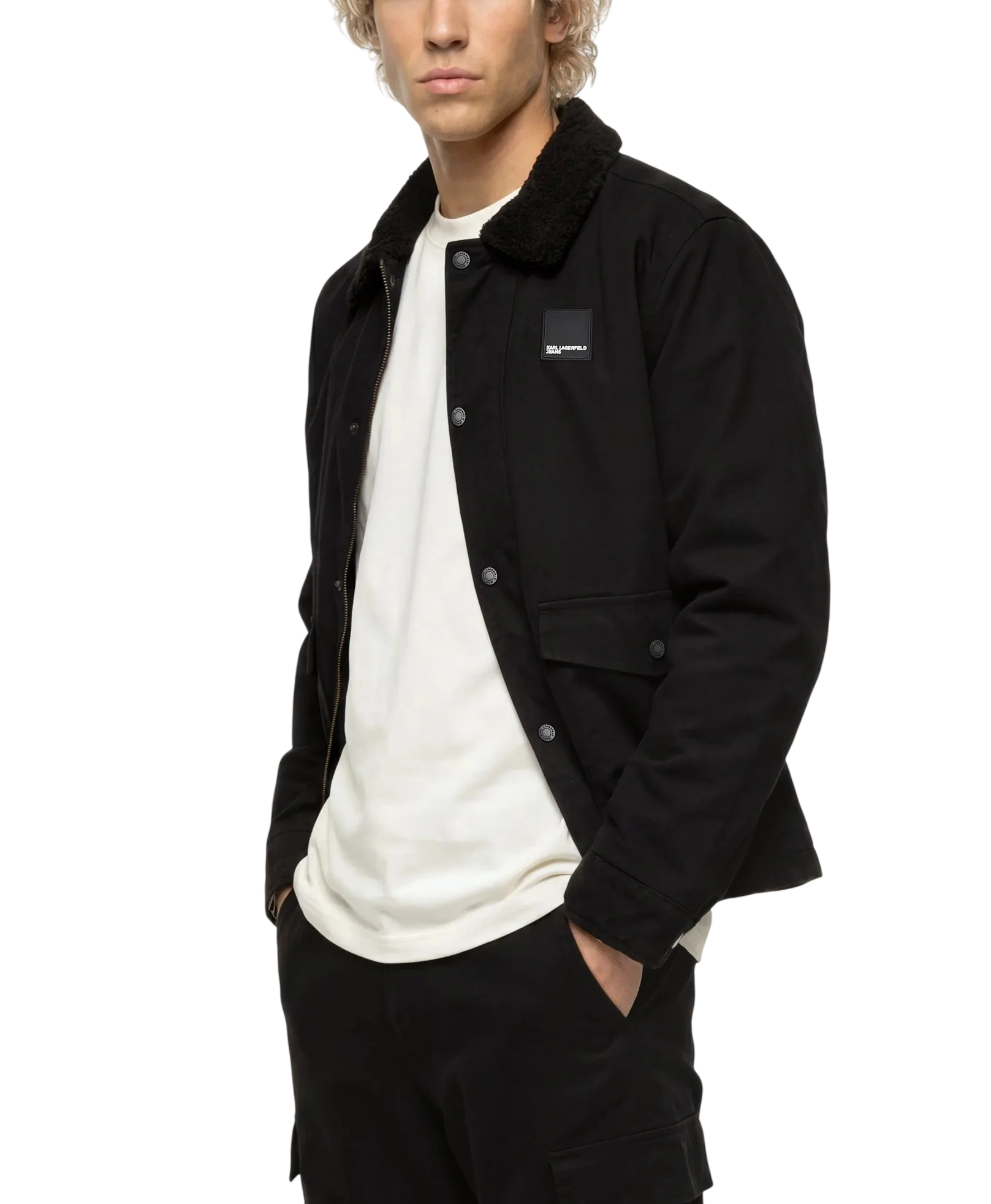 Men's Black KLJ COATED COTTON JACKET Karl Lagerfeld Jeans B4M14022-999 Black