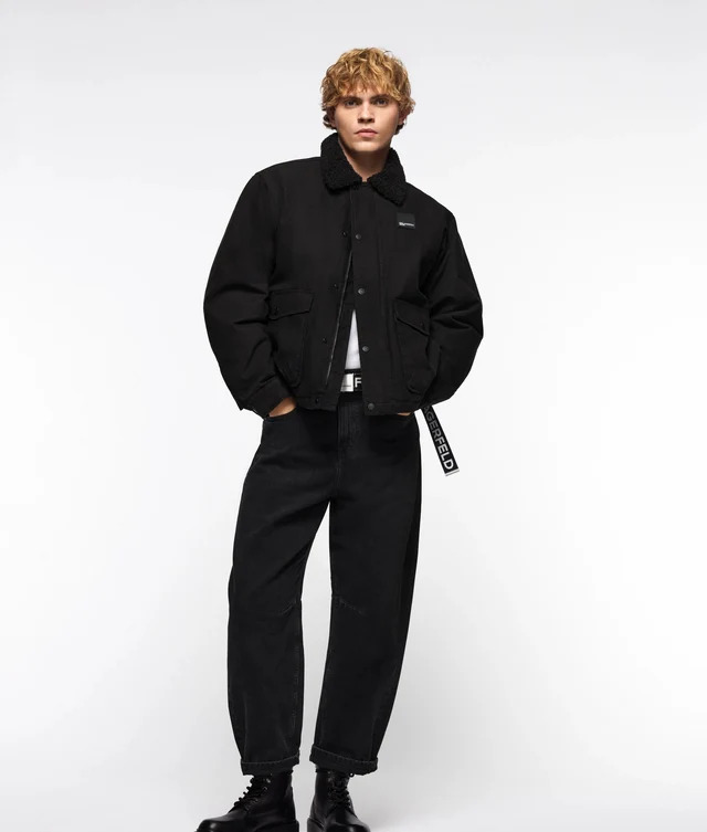 Men's Black KLJ COATED COTTON JACKET Karl Lagerfeld Jeans B4M14022-999 Black