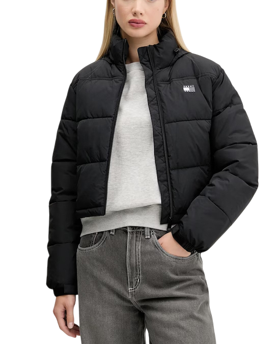 Women's Black Tjw Flag Back Crop Ess Puffer Jacket Tommy Jeans DW0DW21620-BDS