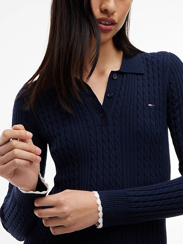 Women's Navy Blue TJW CABLE POLO MINI DRESS EXT Tommy Jeans DW0DW23317-C1G