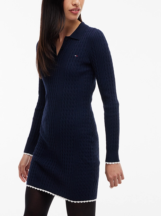 Women's Navy Blue TJW CABLE POLO MINI DRESS EXT Tommy Jeans DW0DW23317-C1G