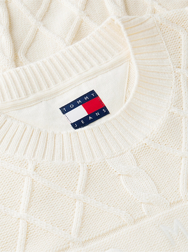 Men's Cream TJM RLX FLAG CABLE SWEATER Tommy Jeans DM0DM23614-AEF
