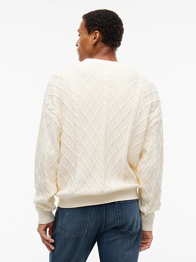 Men's Cream TJM RLX FLAG CABLE SWEATER Tommy Jeans DM0DM23614-AEF