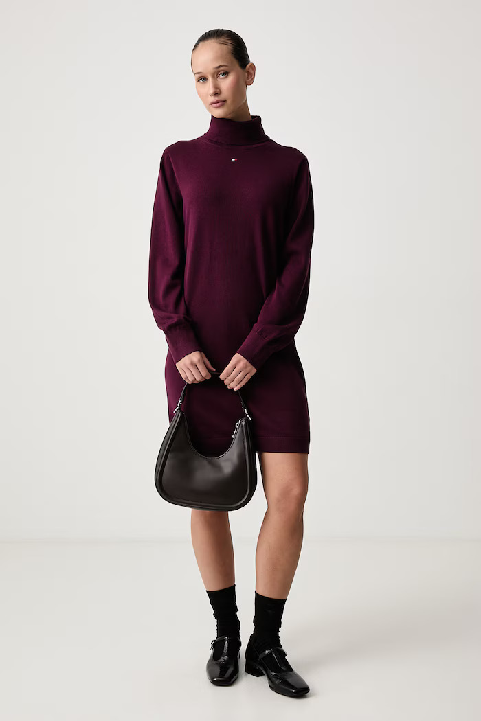 Women's Calypso Berry TJW ESS TURTLENECK SWEATER DRESS Tommy Jeans DW0DW23460-V11