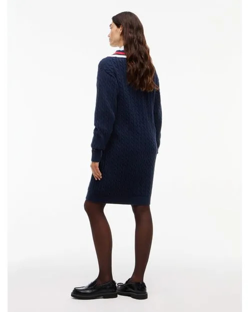 Women's Navy Blue TJW CABLE RWB SWEATER DRESS EXT Tommy Jeans DW0DW23540-C1G