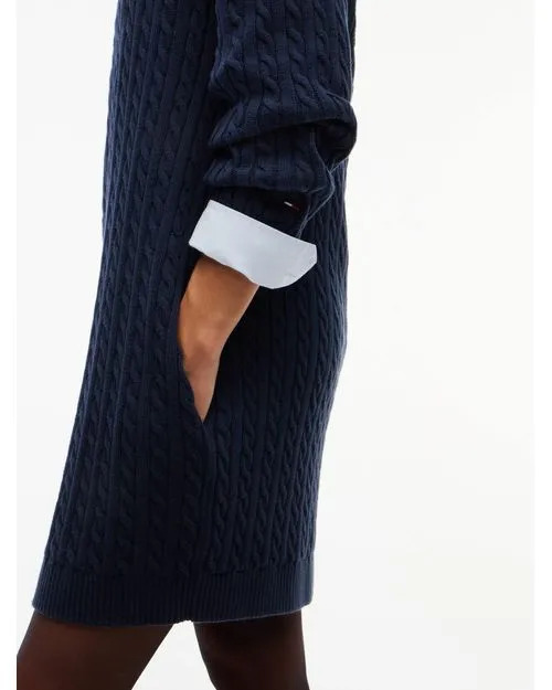 Women's Navy Blue TJW CABLE RWB SWEATER DRESS EXT Tommy Jeans DW0DW23540-C1G