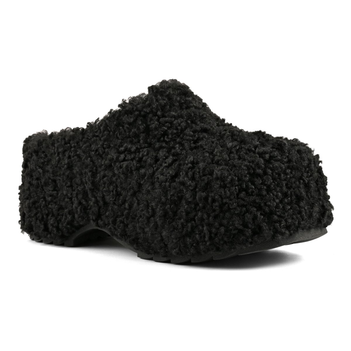 Women's Black Teddy Fur Clog Colors Of California HC SIERRA02-BLACK