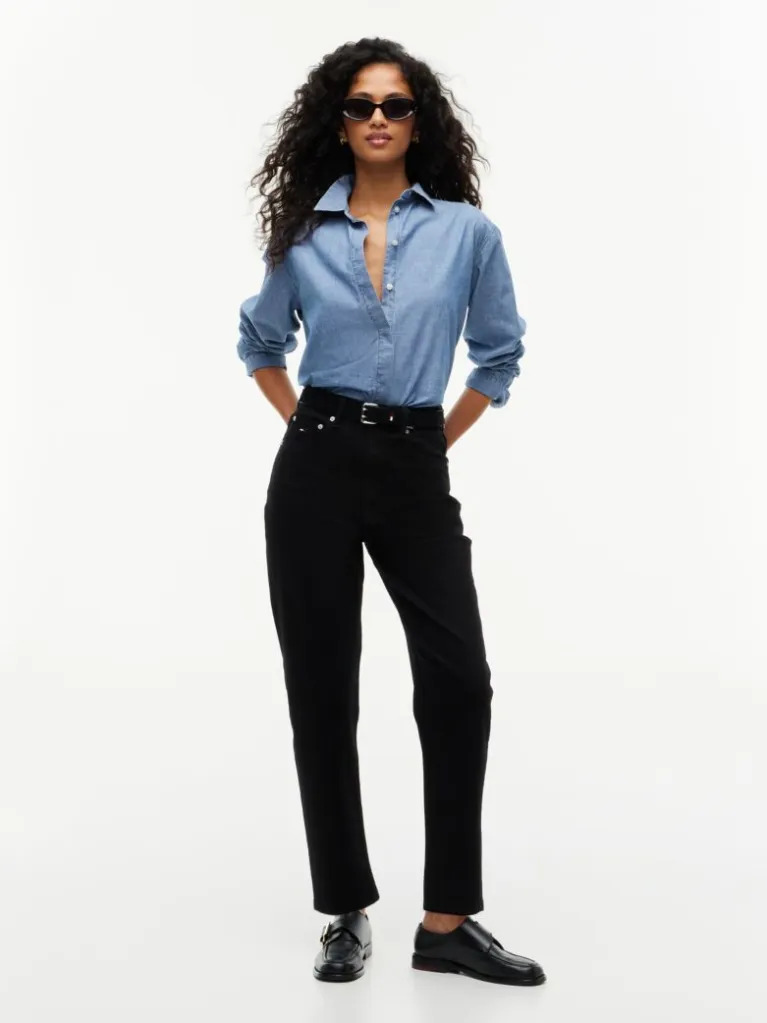 Women's Black 90's Mom High Tapered Di4187 Tommy Jeans DW0DW23569-1BZ