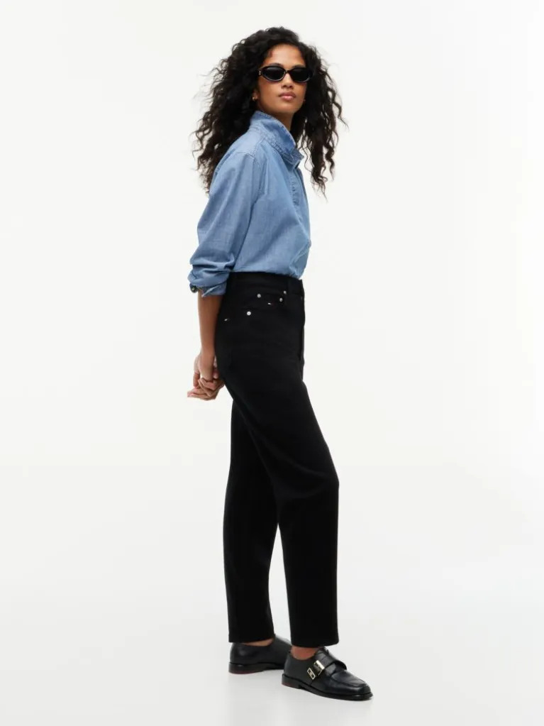 Women's Black 90's Mom High Tapered Di4187 Tommy Jeans DW0DW23569-1BZ