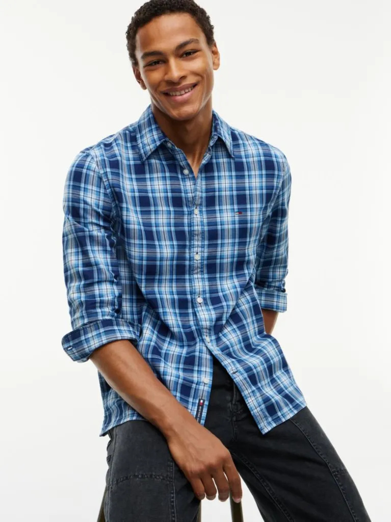 Men's Blue TJM REG DOBBY CHECK SHIRT Tommy Jeans DM0DM23721-0YM