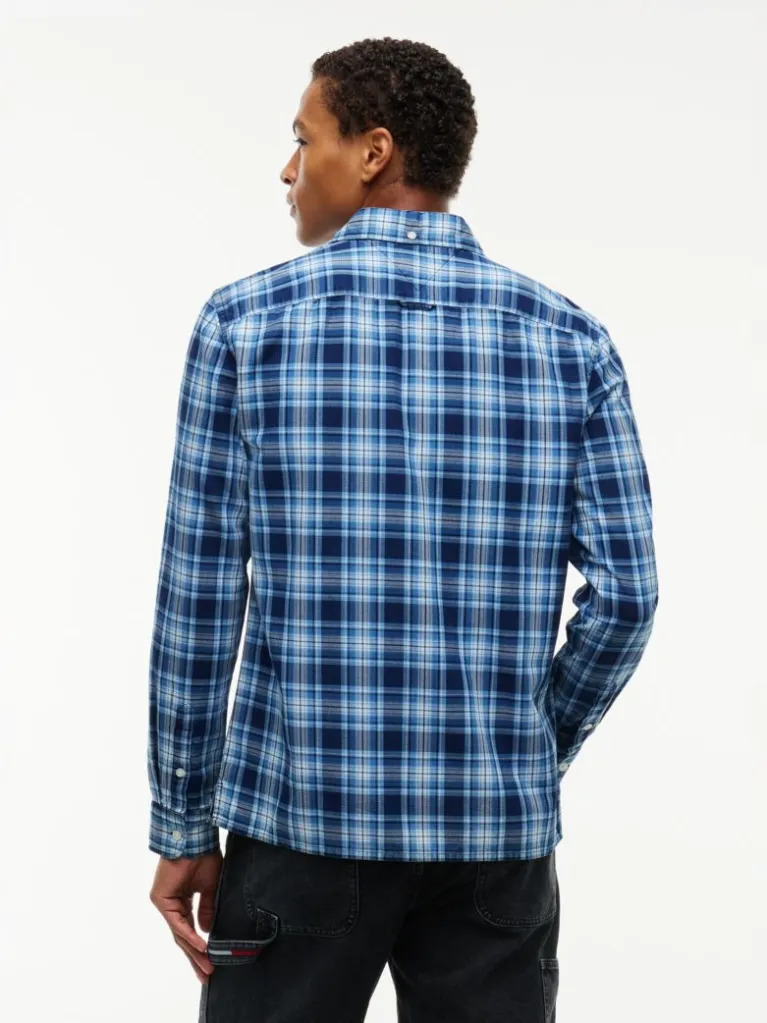 Men's Blue TJM REG DOBBY CHECK SHIRT Tommy Jeans DM0DM23721-0YM