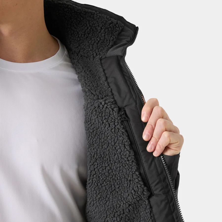 Men's Black HEH CREW HOODED PILE JACKET Helly Hansen 34526-BLACK