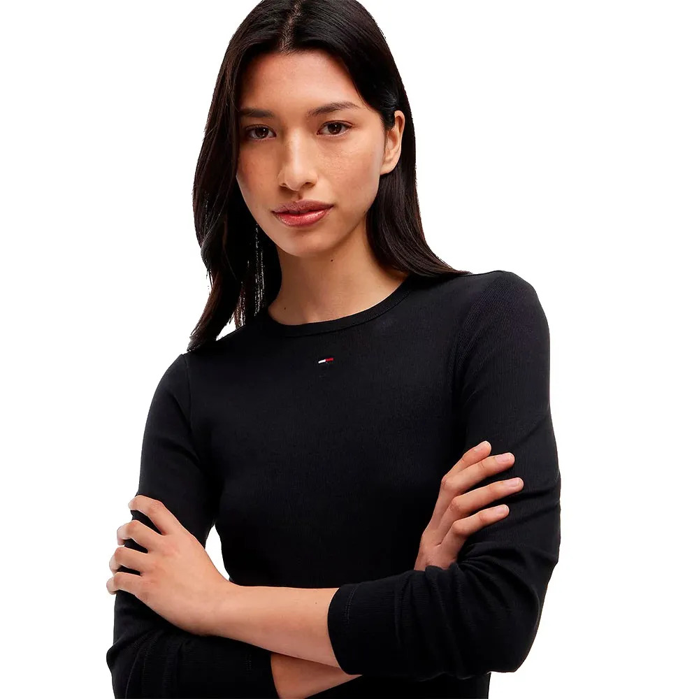 Women's Black TJW RIB POPLIN MIDI LS DRESS EXT Tommy Jeans DW0DW23326-BDS