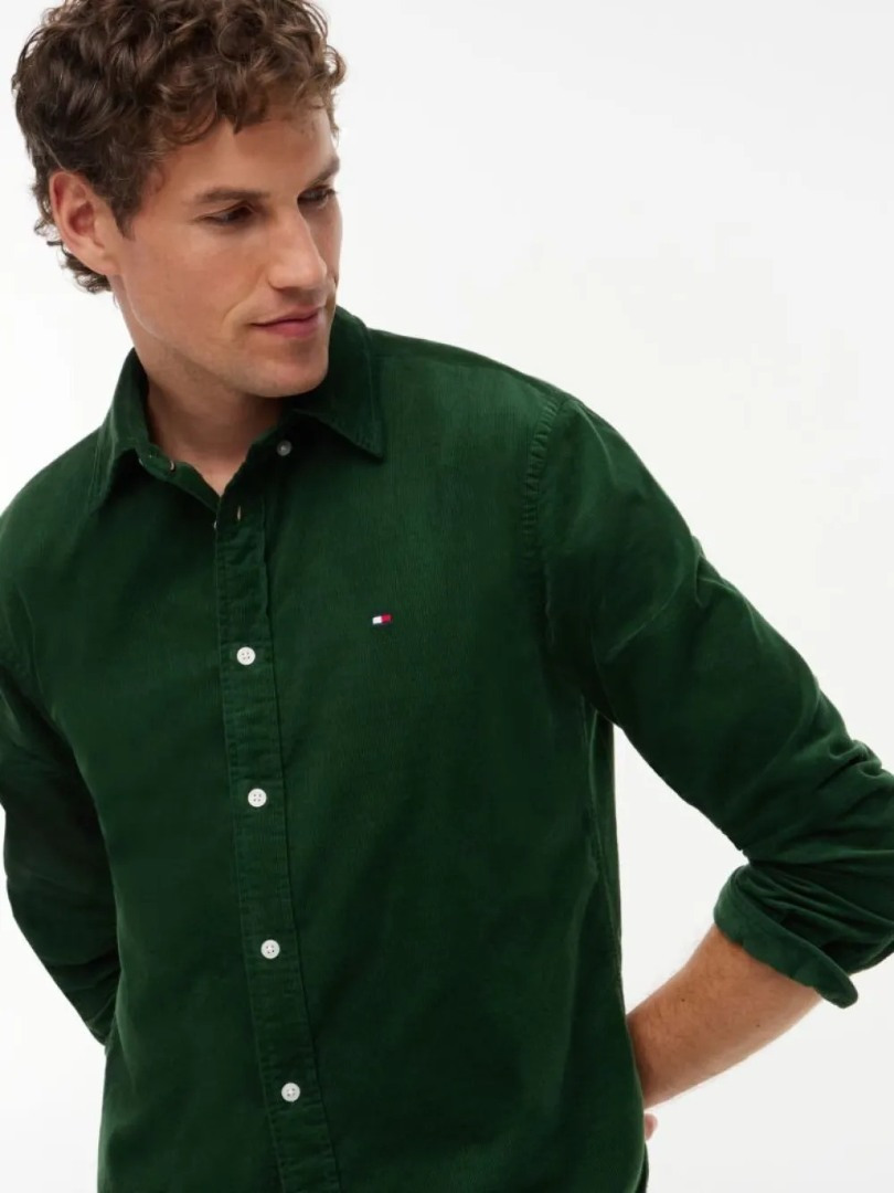Ανδρικό Κοτλέ Πουκάμισο Πράσινο Tommy Hilfiger MW0MW40486-L07