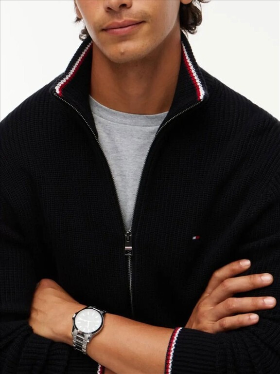 Men's Black RWB RIB ZIP THROUGH CARDIGAN Tommy Hilfiger MW0MW41517-BDS