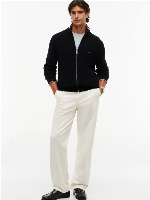Men's Black RWB RIB ZIP THROUGH CARDIGAN Tommy Hilfiger MW0MW41517-BDS