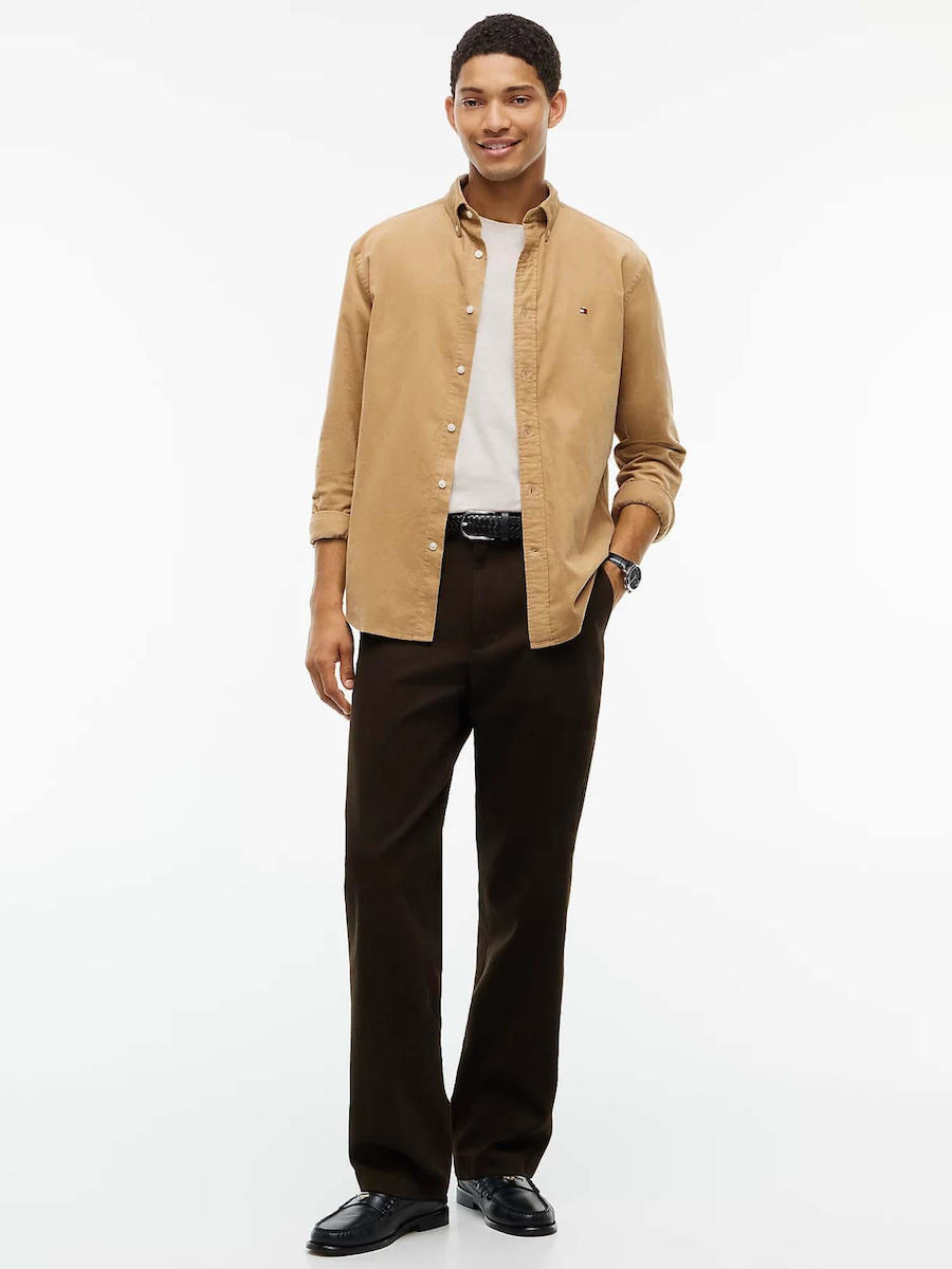 Men's Beige SOLID CORDUROY RF SHIRT Tommy Hilfiger MW0MW40486-ABS