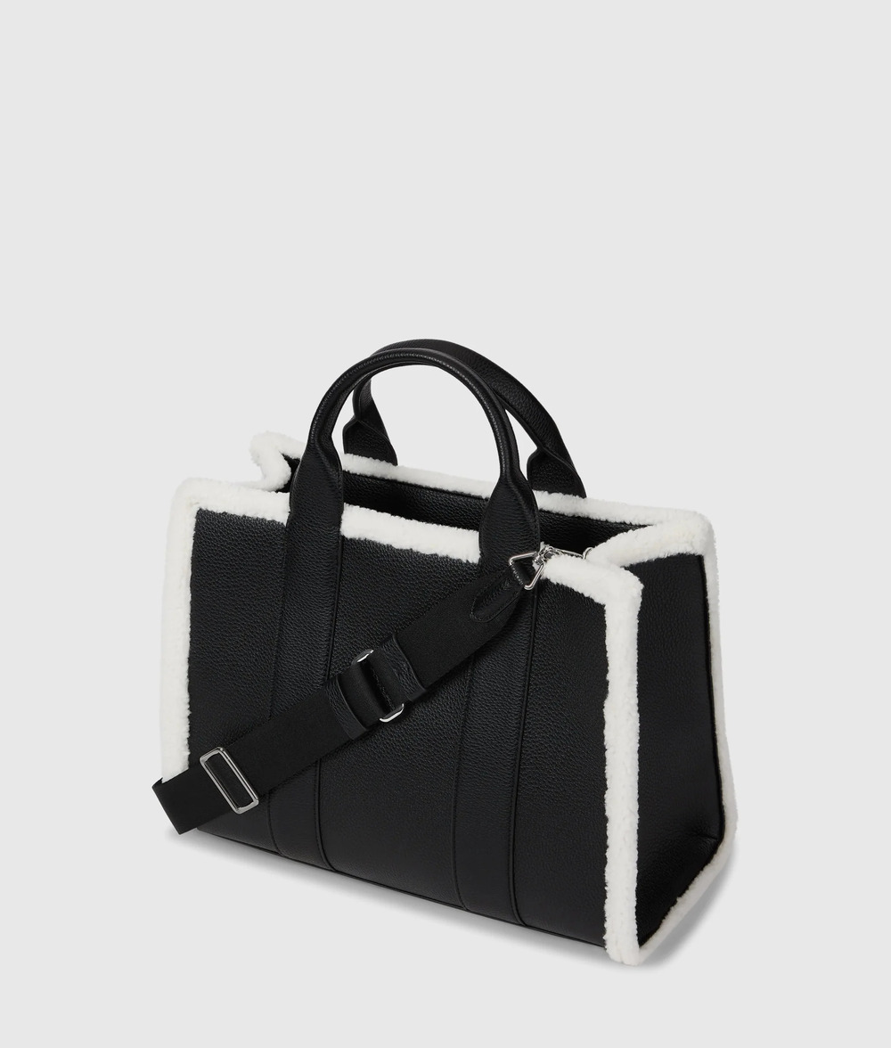 Women's Black K/RSG MD SQUARE TOTE SHEARLING BAG Karl Lagerfeld B4W30087-999 Black
