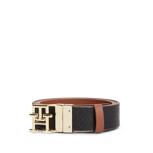 Women's Black/Brown TH LOGO 3.0 MONO REV BELT Tommy Hilfiger AW0AW19140-0GJ