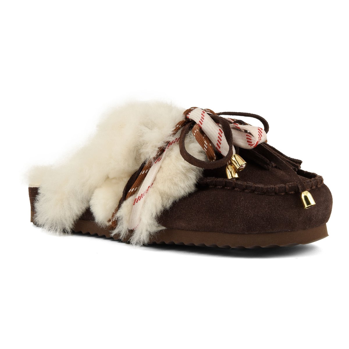 Women's Brown Furry Sabot Real Sheepskin Colors Of California HC SHSLOFI04-CHOCOLATE