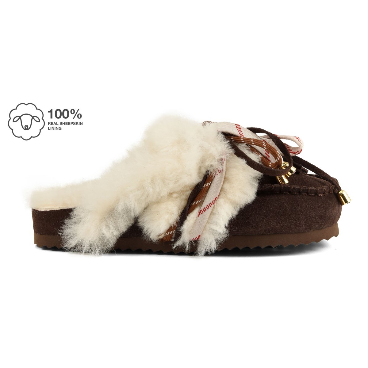 Women's Brown Furry Sabot Real Sheepskin Colors Of California HC SHSLOFI04-CHOCOLATE