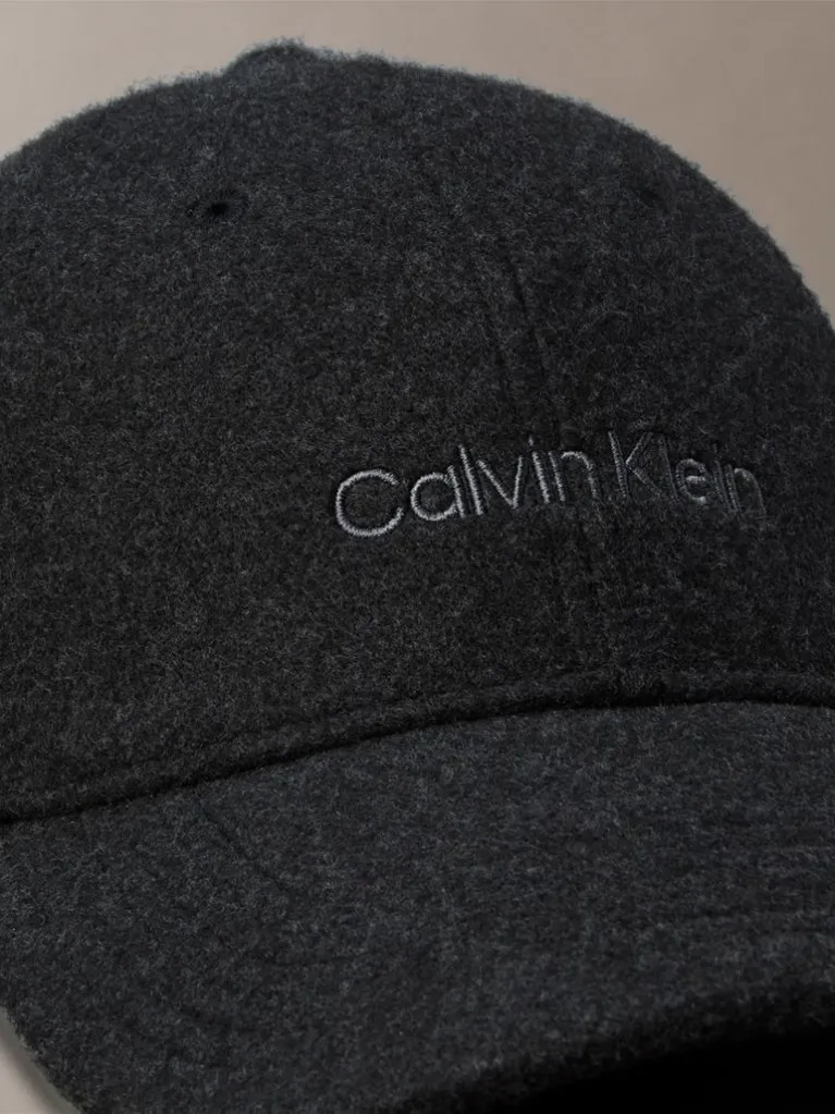 Women's Black Embroidered Titlecase Logo Felt Cap Calvin Klein LV04D5131G-UB1