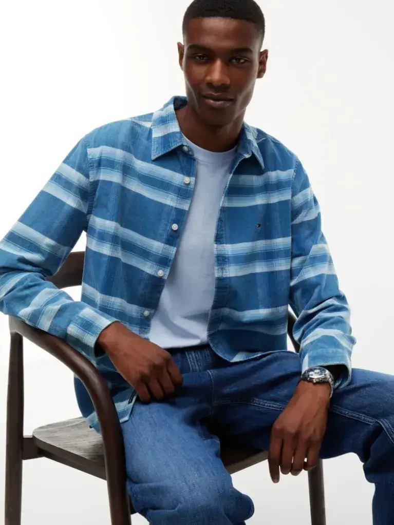 Men's Blue TJM REG CORDUROY SHIRT Tommy Jeans DM0DM23615-0MZ