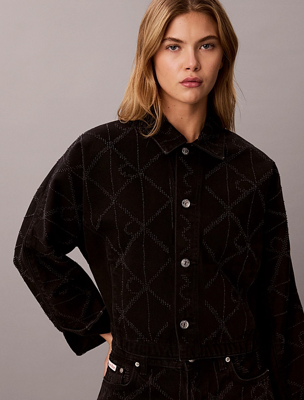 Women's Black Doleman Trucker Ndlpunch CK Worn Jacket Calvin Klein LV047H944G-4B3